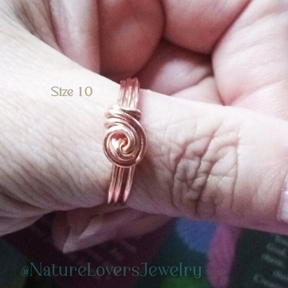 Durable Everyday Wear! Class & Sass ~ Copper Wire Wrapped Ring - Sz 5.5 + 10 - Picture 9 of 12